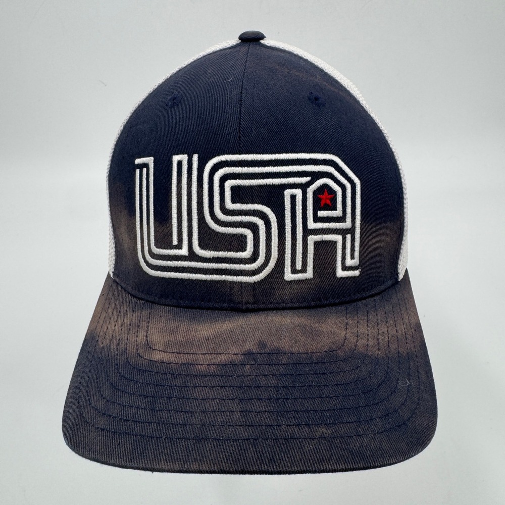 Columbia‎ US Ski Team Trucker Hat Navy White USA Embroidered Snapback Cap O/S